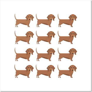 Brown Dachshund dog breed cute pattern Posters and Art